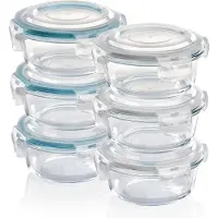 Famanu Glasfrischhaltedosen – 6 x 400 ml – runde Aufbewahrungsbehälter mit Deckel – luft- und flüssigkeitsdicht