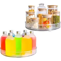 Famanu Drehplatte Set 2 Stück 27 cm transparent für Kräuterregal Kühlschrank