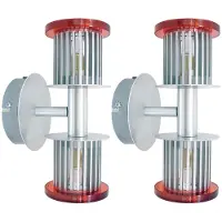 Globo Lighting 2x Wandleuchte, Up & Down, 2 Flammig, Glas silber, H 22cm