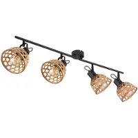 Globo Deckenlampe, Bambus, Holz, verstellbar, L 80 cm