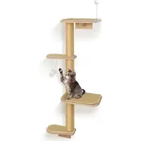 Famanu Wandkratzbaum mit Kletterfunktion, stabiler Plattform für aktive Katzen