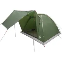 vidaXL Campingzelt 4 Personen Grün Polyester und Stahl