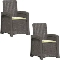 vidaXL Liegesessel Garten Rattan-Optik 2 pcs Hellgrau und Creme PP
