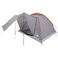 vidaXL Campingzelt 4 Personen Grau und Orange Polyester und Stahl