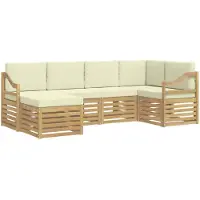 vidaXL Outdoor-Sofagarnitur 6 pcs Weiß und Creme Polyester