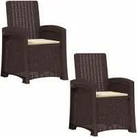 vidaXL Liegesessel Garten Rattan-Optik 2 Stk. Braun und Creme PP