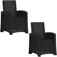 vidaXL Liegesessel Garten Rattan-Optik 2 pcs Anthrazit PP
