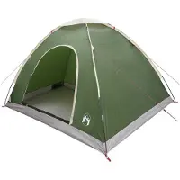 vidaXL Campingzelt 4 Personen Grün 185T Polyester mit PolyurethanBeschichtung