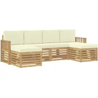 vidaXL Outdoor-Sofagarnitur 6 pcs Weiß und Creme 249 x 122,5 x 73 cm