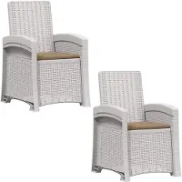 vidaXL Liegesessel Garten Rattan-Optik 2 Stk. Weiß und Taupe PP