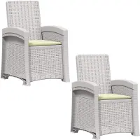 vidaXL Liegesessel Garten Rattan-Optik 2 Stk. Weiß und Creme PP