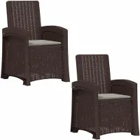 vidaXL Liegesessel Garten Rattan-Optik 2 Stk. Braun und Hellgrau PP