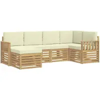 vidaXL Outdoor-Sofagarnitur 6 pcs Weiß und Creme Polyester