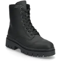 Rieker Winterstiefelette , Damen, Gr. 38, Warmfutter, schwarz, Lederimitat, unifarben, Basic, Schuhe Winterstiefelette, Plateauboots, Schnürboots mit wasserabweisender riekerTEX-Membran