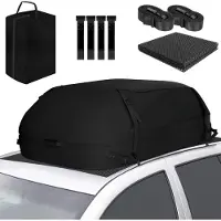Famanu Autodachbox 400 l - wasserdicht, mit 6 stabilen Riemen, Antirutschmatte und Aufbewahrungstasche (schwarz)