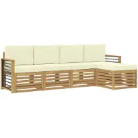 vidaXL Outdoor-Sofagarnitur 5 pcs Weiß und Creme 249 x 122,5 x 73 cm