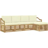 vidaXL Outdoor-Sofagarnitur 5 pcs Weiß und Creme 245 x 122,5 x 73 cm