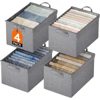 Famanu Aufbewahrungsboxen Set aus 4 stapelbaren Stoffboxen mit transparentem Deckel - Organizer für Handtücher, Decken und Bücher