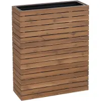 MCW Pflanzkasten -L21, Hochbeet Pflanzkübel Blumentopf, eckig 77x63x23cm Outdoor Akazie Holz MVG-zertifiziert ~ hellbraun