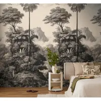 Living Walls Vliestapete "Vibes & Styles Monteluna – Vintage Jungle Fototapete" floral leicht strukturiert Detailreiche Dschungellandschaft mit malerischer Tiefe