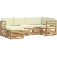 vidaXL Outdoor-Sofagarnitur 6 pcs Weiß und Creme Polyester