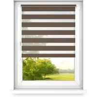 Time4blinds , Tag und Nacht Doppelrollo Mini, Walnuss - Rechts, 140x140cm