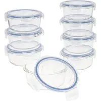 Markenlos Glasbehälter 580 ml - 8-teilig, luftdicht, mikrowellenfest, transparentes Design