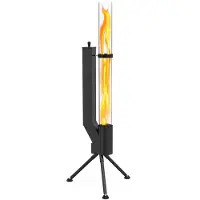 Albatros hochwertige Pelletfackel Schwarz | Raketenofen für den Garten | mit Glas Feuerrohr