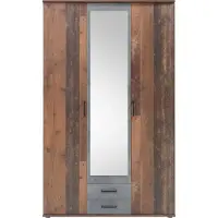 Pol-Power Chicago Kleiderschrank Holzwerkstoff Melamin 3 Türen 120x196x54 cm