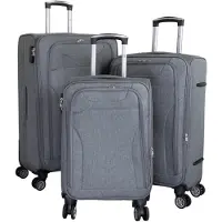 Monopol Kofferset Cremona Weichgepäck 3teilige Trolleyset mit 4 Rollen Reisekofferset 3er Set L+M+S grau