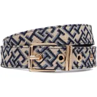 Tommy Hilfiger Synthetikgürtel "TH SQUARE" Jacquard-Gürtel mit doppelter Gürtelschlaufe und eckiger Schnalle
