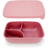 Markenlos Silikon-Bentobox mit 3 Fächern - 14 x 20 cm, auslaufsicher, spülmaschinenfest, lebensmittelecht, 1000 ml