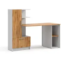 Vicco Schreibtisch Tomy Weiß/Goldkraft Eiche 150 x 59 cm 2er Set, Model 59191