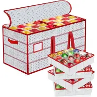 Famanu Aufbewahrungsbox für Weihnachtskugeln - mit verstellbaren Trennwänden - 8 Fächer - für 128 Kugeln - 65 x 65 x 34 cm