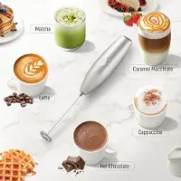 Famanu Milchaufschäumer mit Titanium Motor - Handheld, Elektrischer Mixer für Frappe, Latte, Matcha - Silber
