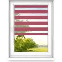 Time4blinds - Doppelrollo ohne Bohren - Zebra Rollos für Fenster und Türen - Rot , 900x1500, Rechts