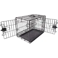 Amazon Basics A. Basics Zusammenklappbarer Hundekäfig aus Metalldraht mit Bodenschale, Doppelt