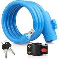 Markenlos Fahrradsicherung 12mm Dicke, Mit 2 Schlüsseln, Für Fahrräder, Motorräder, Scooter, Kinderwagen, Skateboards - 120cm Blau
