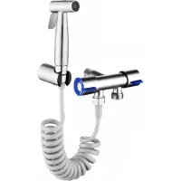Famanu tragbare Bidet-Dusche mit 2 m Schlauch und Wandhalterung - Edelstahl