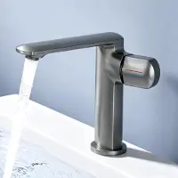 Doporro Wasserhahn Bad Waschtischarmatur mit Auslaufhöhe 156mm Vollmessing-Körper Mischbatterie für Waschbecken Armaturen Badarmatur Grau 1180