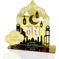 Famanu Adventskalender Ramadan Mubarak - Acryl Countdown mit Stern- und Maanlaternen