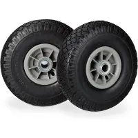 Famanu Set von 2 Handwagenrädern, massiv Gummi 260x85 mm, Tragkraft 80 kg, Achse 20 mm