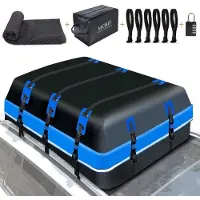 Markenlos Dachbox 595 Liter / 21 Kubikfuß, weiche Schale, mit 10 Riemen und 6 Haken – Schwarz