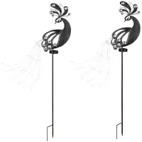 Globo Solarstecker Garten Steckleuchte Solarlampe für Außen Gartendeko Pfau Design, Metall Kunststoff, LED 3000K, LxBxH 17,5x4,5x88 cm, 2er Set