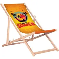 Greenblue Klassischer Liegestuhl aus Buchenholz GB183 mit dem Aufdruck „Enjoy The Summer“