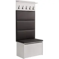 KOBI Schuhbank mit Sitzfläche und Garderobenhaken ANDY – Grafit, Laminatplatte 18 mm, 192x73x40 cm, inklusive Montagekit