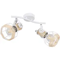 Globo Deckenleuchte, Holzoptik, Gitter, Spots beweglich, L 29,6 cm