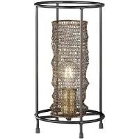 FISCHER&HONSEL GMBH Tischleuchte Nachttischlampe altmessing Wohnzimmer Tischlampe Leseleuchte, Schirm aus Kettengliedern, 1x E27, DxH 20x36 cm