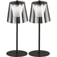Fischer Leuchten 2er Set LED Außen Tischleuchte, schwarz rauch, Touchdimmer, Akku H 35 cm