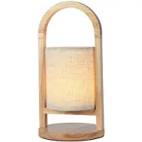 V-TAC LED Tischleuchte, Touchdimmer, Holz, beige, Akku, H 32 cm